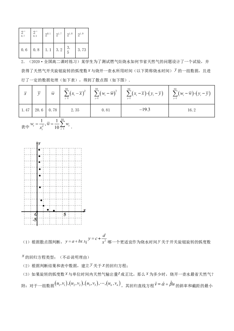 8.2一元线性回归模型及其应用（精练）（原卷版）_E015高中全科试卷_数学试题_选修3_02.同步练习_同步练习（第二套）