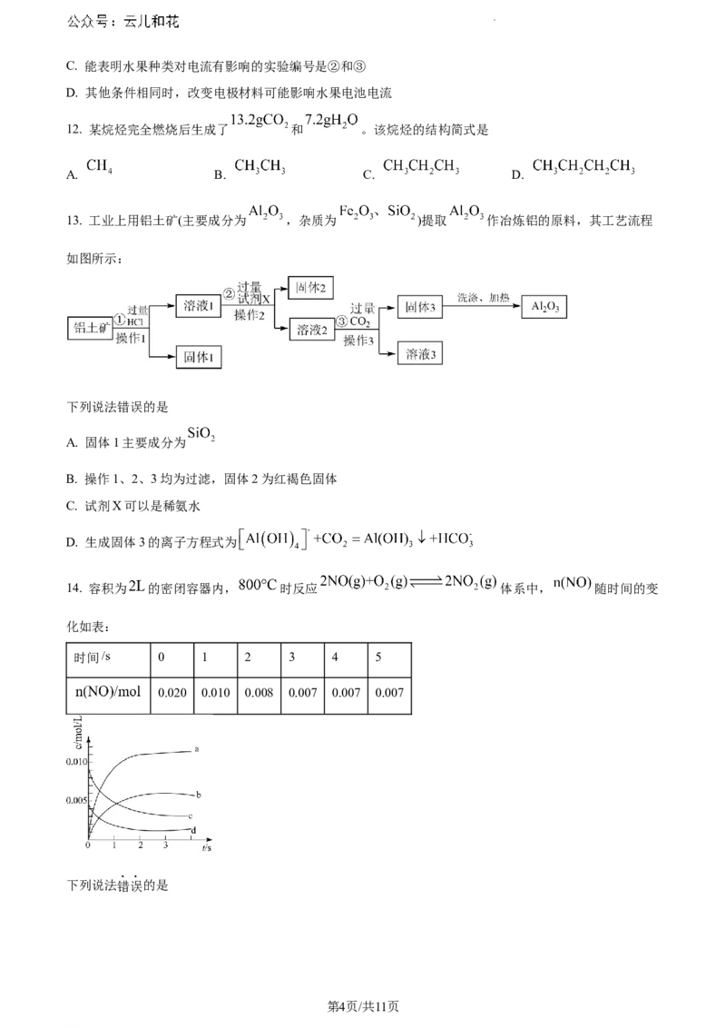 四川省眉山市高中2023-2024学年高一下学期期末教学质量检测化学试题_2024-2025高一（7-7月题库）_2024年8月试卷_0824四川省眉山市2023-2024学年高一下学期期末考试