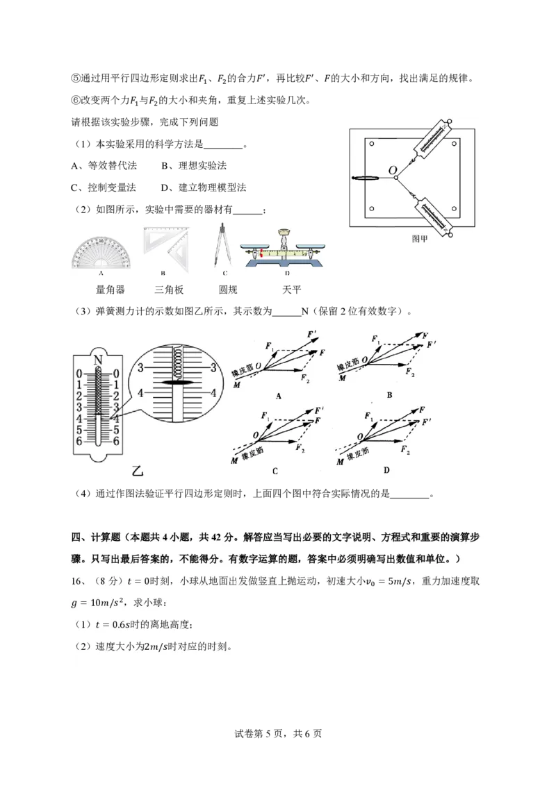四川省成都市第七中学2024-2025学年高一上学期11月期中考试物理PDF版含答案（可编辑）_2024-2025高一（7-7月题库）_2024年11月试卷