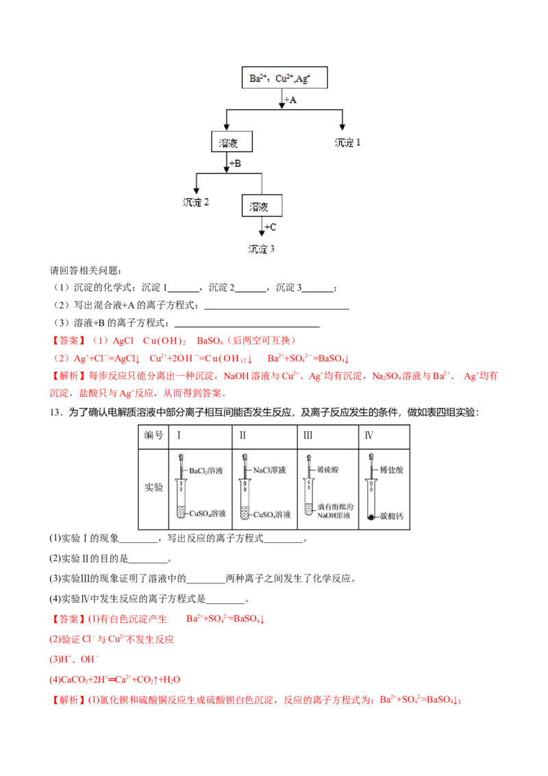 专题1.2.2离子反应（备作业）-上好化学课2020-2021学年高一上学期必修第一册同步备课系列（人教版2019）（解析版）_E015高中全科试卷_化学试题_必修1_1.新版人教版高中化学试卷必修一