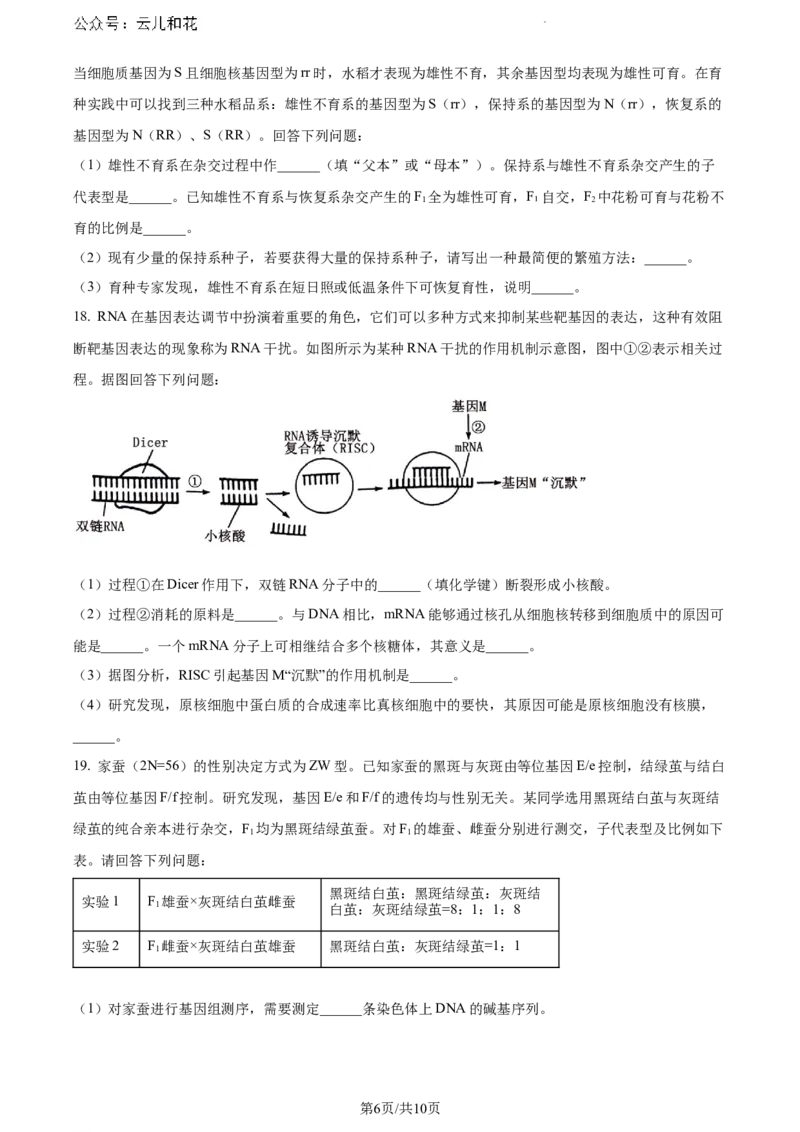 安徽省宿州市天一大联考2023-2024学年高一下学期7月期末生物试题_2024-2025高一（7-7月题库）_2024年8月试卷_0802安徽省亳州市天一大联考2023-2024学年高一下学期7月期末