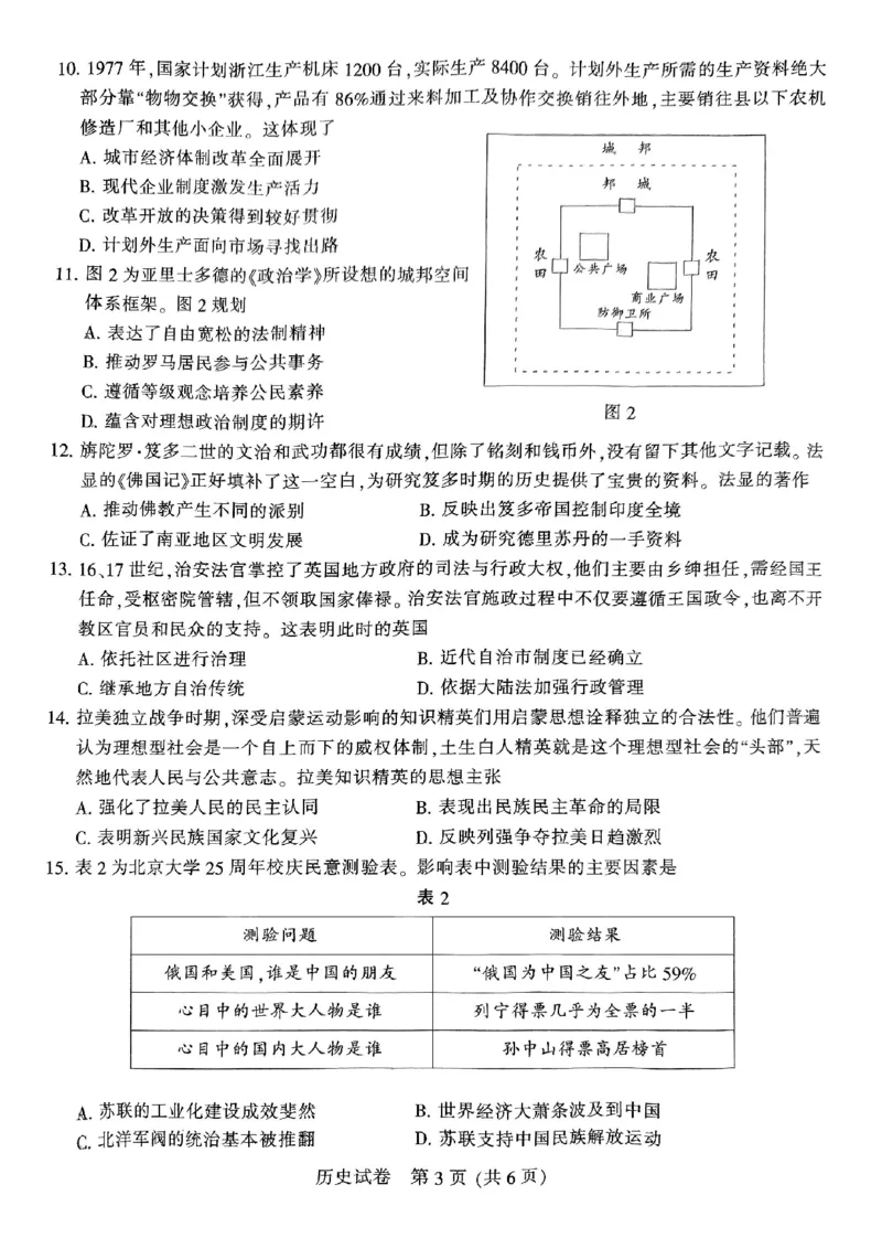 南通三模历史试卷_2024年5月_01按日期_10号_2024届苏北七市高三第三次调研（南通三模）_2024届苏北七市高三第三次调研（南通三模）历史