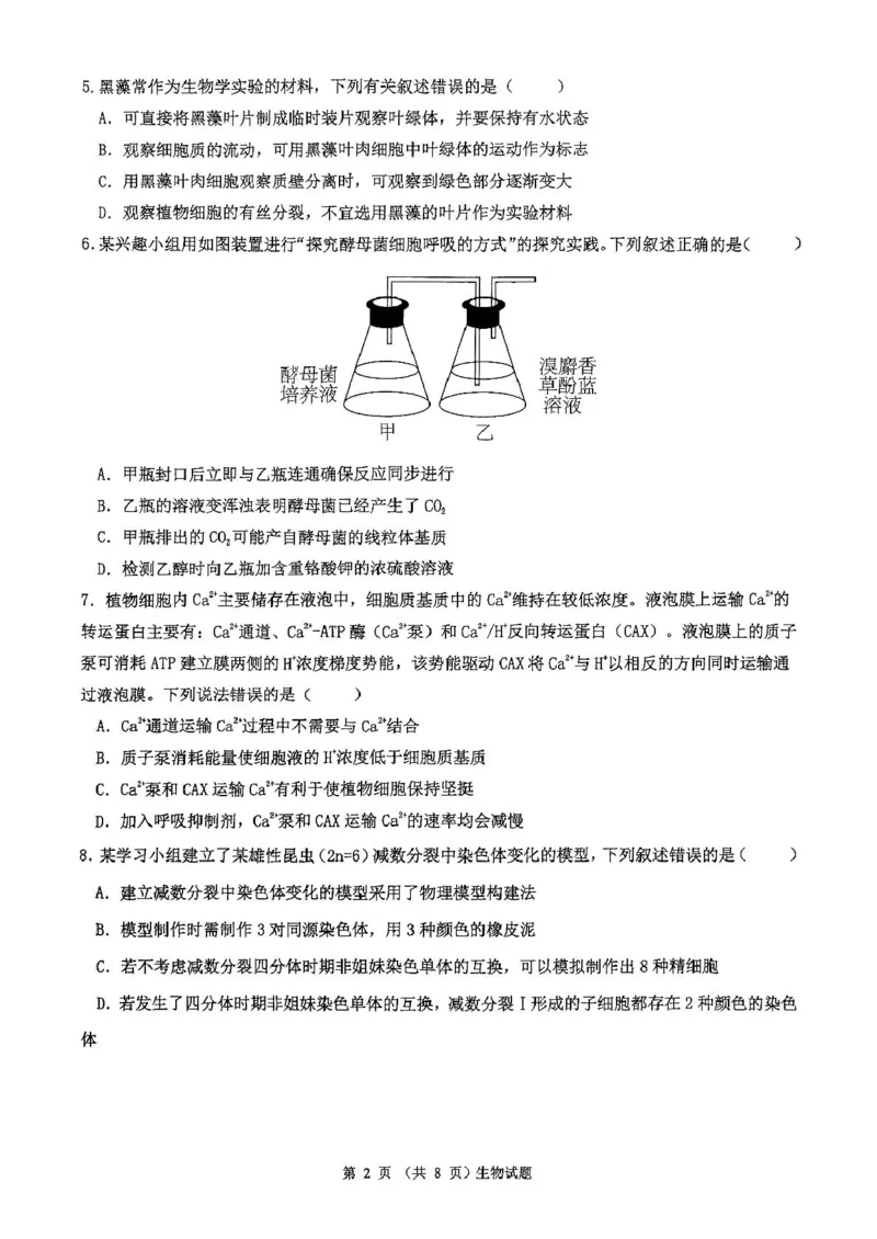 广东省河源市河源中学2024-2025学年高一下学期第一次教学质量检测（3月）生物试卷（PDF版，含解析）_2024-2025高一（7-7月题库）_2025年04月试卷