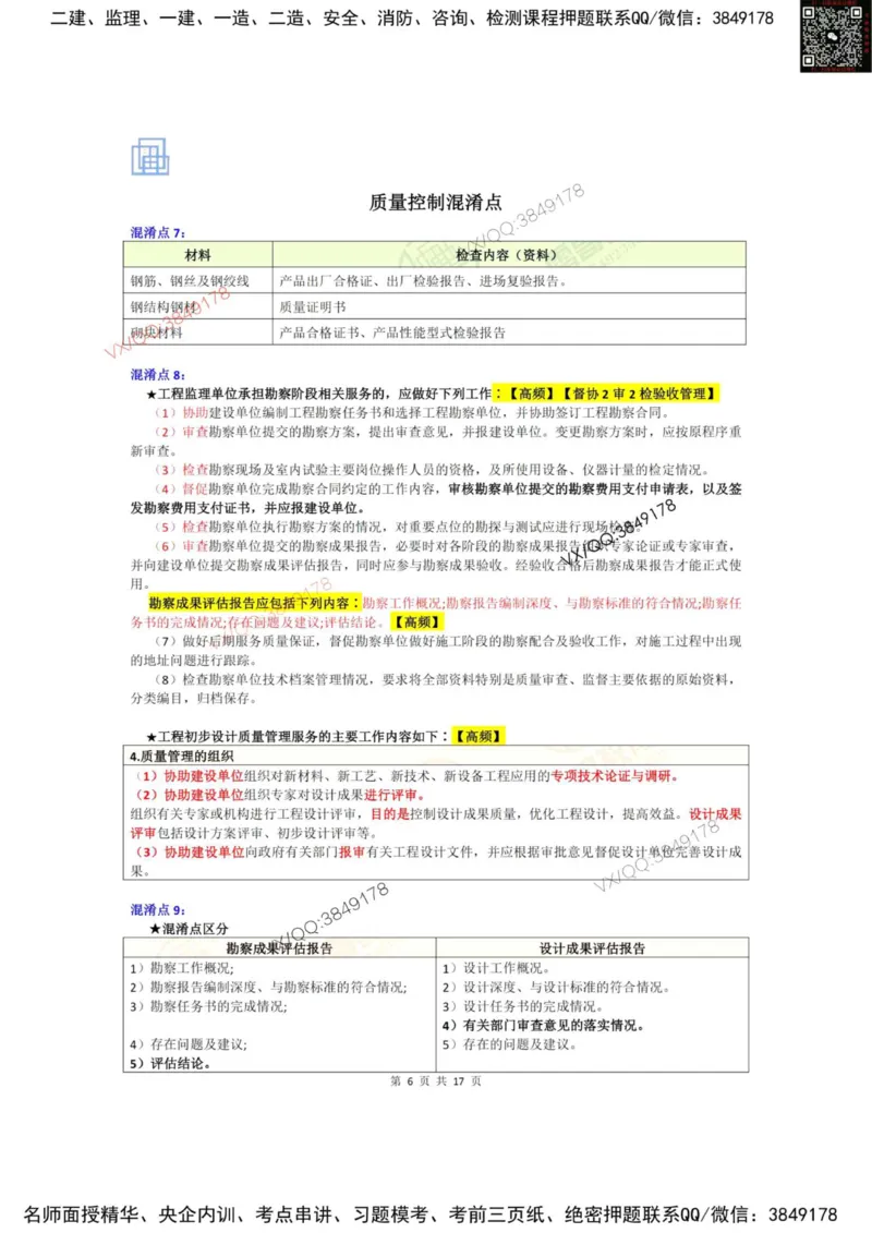 2025年三控混淆知识点汇总（加强版）_下_监理工程师_2025监理工程师_2025年监理工程师SVIP_2025年监理土建控制SVIP_05-考前密训✿央企特训✿机构普押