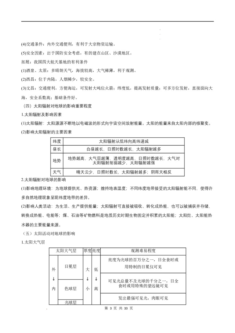 必修一知识点总结高中地理人教版（2019）必修第一册_E015高中全科试卷_地理试题_必修1_5.知识汇总