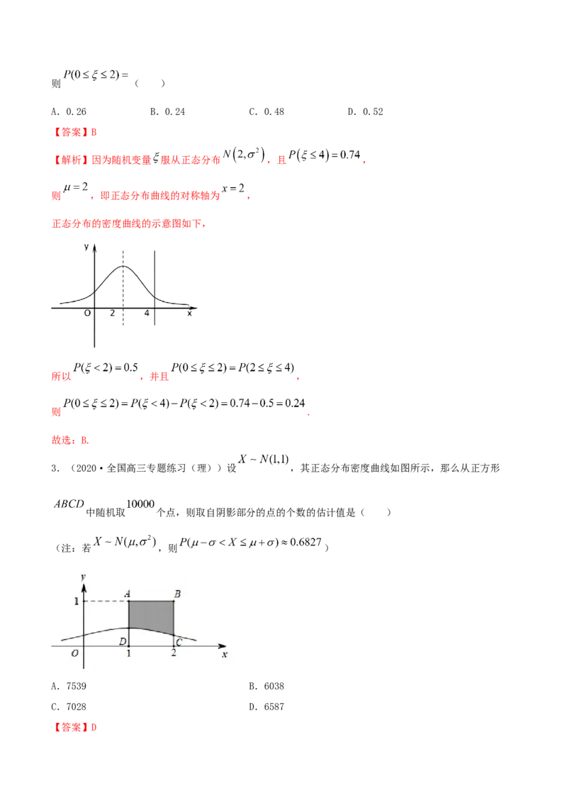 7.5正态分布（精练）（解析版）_E015高中全科试卷_数学试题_选修3_02.同步练习_同步练习（第二套）_7.5正态分布（精练）-高二数学一隅三反系列（人教A版2019选择性必修第三册）