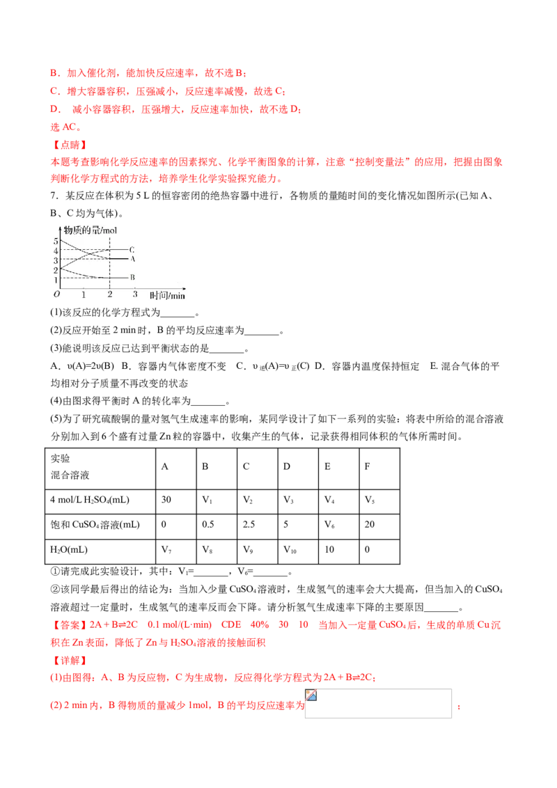 专题10化学反应原理综合题专项训练-高一化学下学期期中专项复习（人教版2019必修第二册）（解析版）_E015高中全科试卷_化学试题_必修2_2.新版人教版高中化学试卷必修二