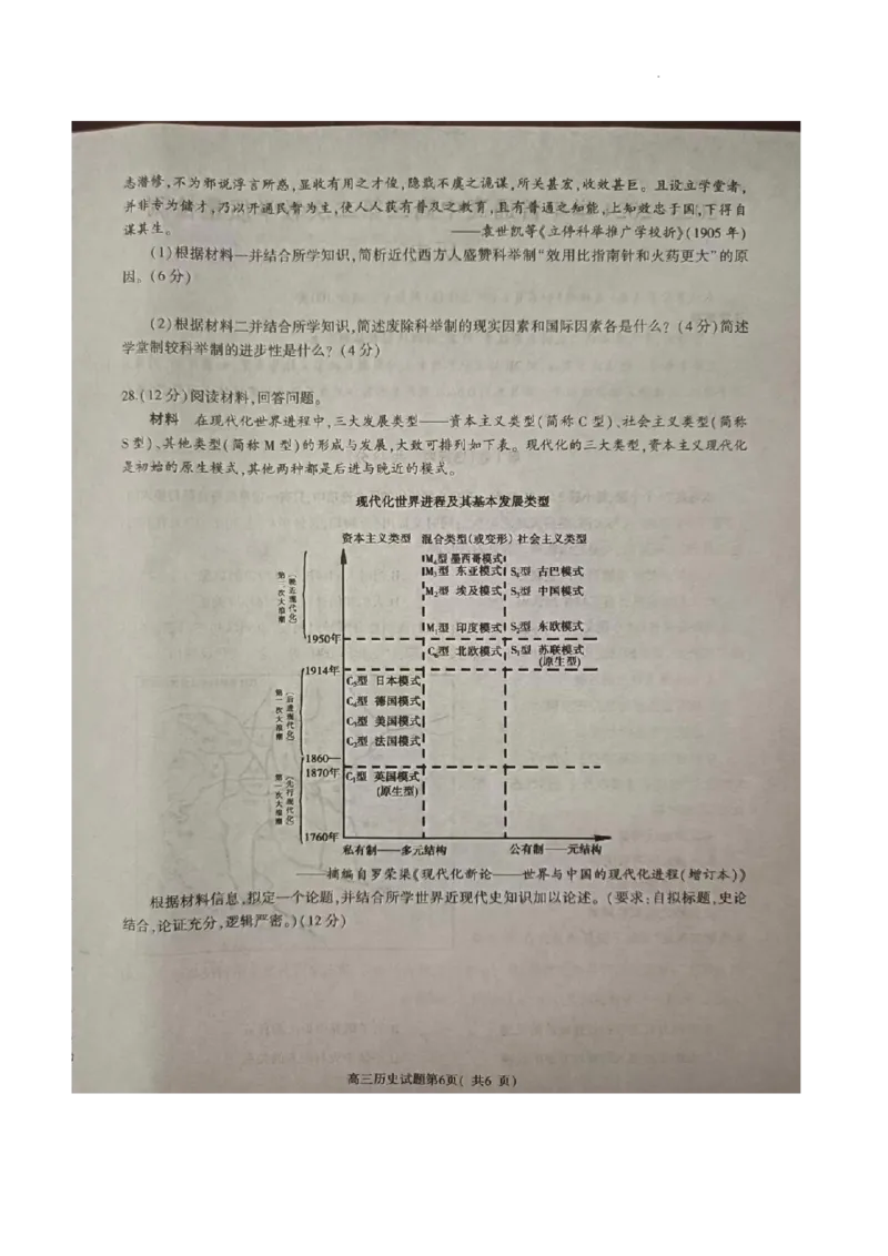 信阳市2023--2024学年普通高中高三第二次教学质量检测历史试题_2024年2月_01每日更新_04号_2024届河南省信阳市高三上学期第二次教学质量检测（二模）