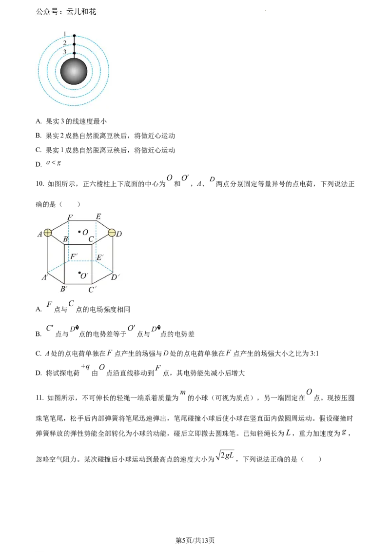 山东省德州市2023-2024学年高一下学期7月期末考试物理试题_2024-2025高一（7-7月题库）_2024年8月试卷_0806山东省德州市2023-2024学年高一下学期期末考试