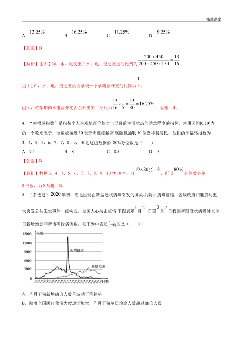 新教材精创9.2.2总体百分位数的估计练习（1）（解析版）_E015高中全科试卷_数学试题_必修2_02.同步练习_同步练习（第四套）