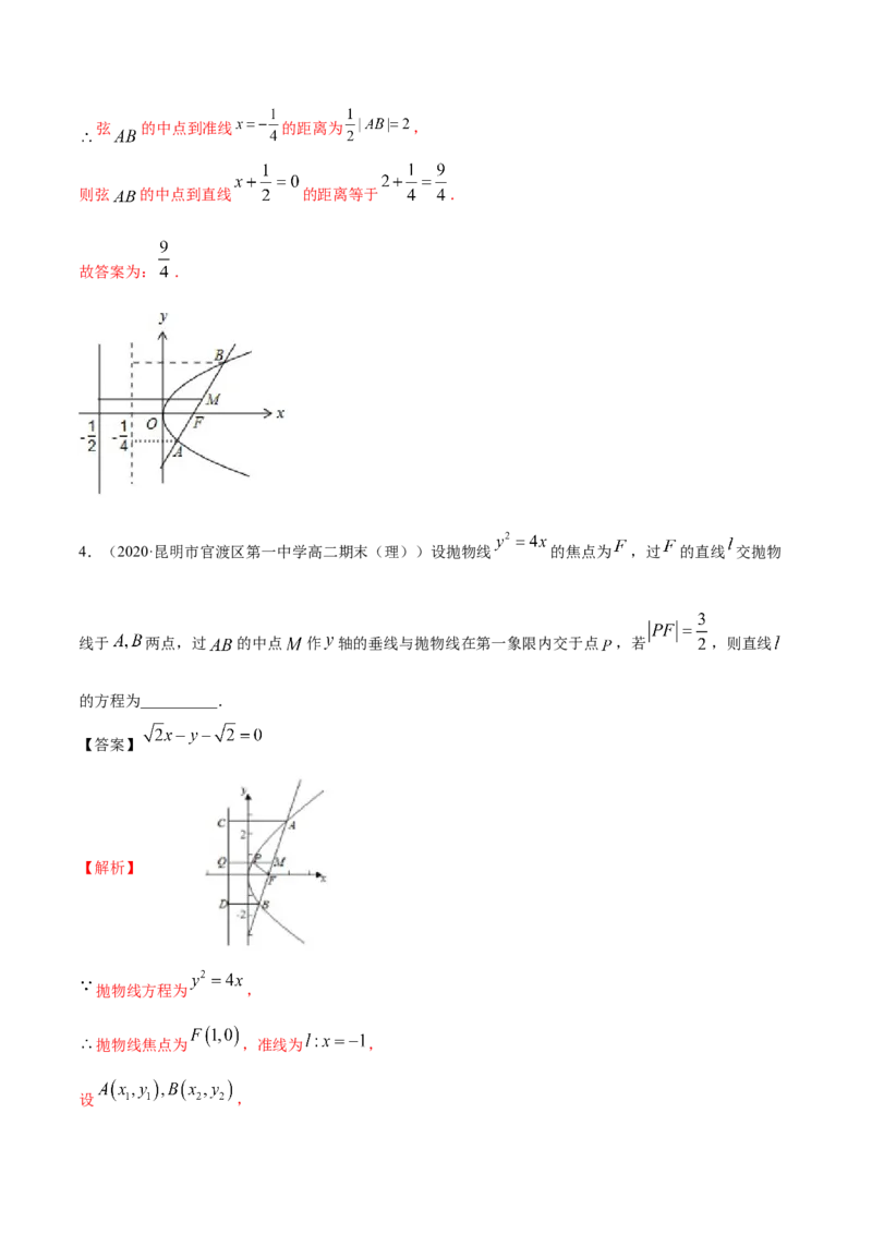 3.3抛物线（精练）（解析版）_E015高中全科试卷_数学试题_选修1_02.同步练习_3.同步练习_3.3抛物线（精练）