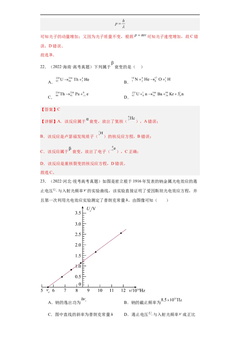 专题16原子和原子核波粒二象性(解析版)_赠送：2008-2024全套高考真题_高考物理真题_送高考物理五年真题(2019-2023)分项汇编（全国通用）