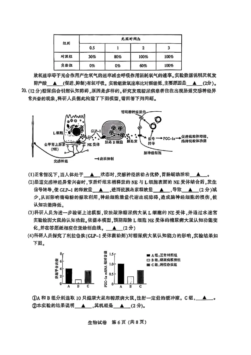 南通三模生物试题_2024年5月_01按日期_10号_2024届苏北七市高三第三次调研（南通三模）_2024届苏北七市高三第三次调研（南通三模）生物