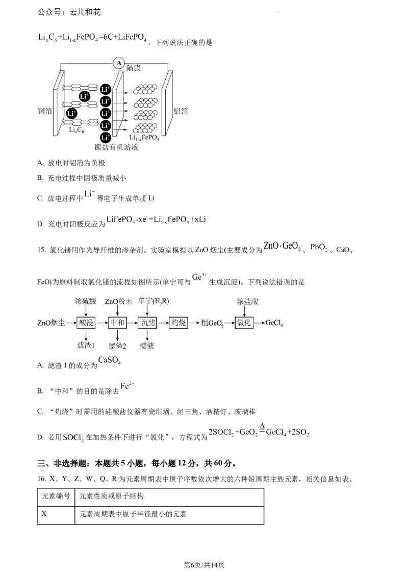 山东省潍坊市2023-2024学年高一下学期期末考试化学试题_2024-2025高一（7-7月题库）_2024年8月试卷_0811山东省潍坊市2023-2024学年高一下学期期末考试