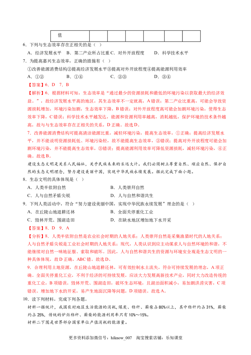 4.1走向生态文明-2022-2023学年高二地理课后培优分级练（人教版2019选择性必修3）（解析版）_E015高中全科试卷_地理试题_选修3_2.同步练习_课后培优练2023年（第一套）