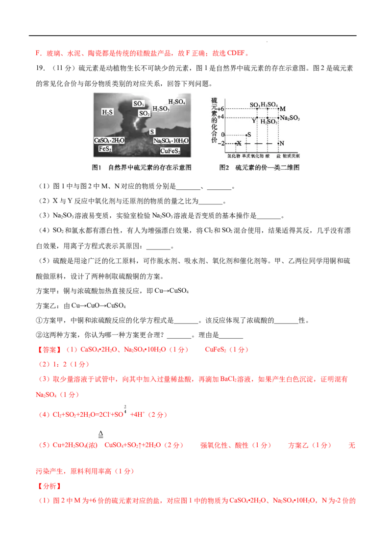 第05单元化工生产中的重要非金属元素（B卷&bull;提升能力）-高一化学同步单元AB卷（人教版2019必修第二册）（解析版）_E015高中全科试卷_化学试题_必修2_2.新版人教版高中化学试卷必修二