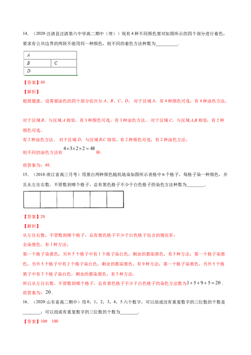 专题26分类加法计数原理与分步乘法计数原理（解析版）_E015高中全科试卷_数学试题_选修3_05.专项训练