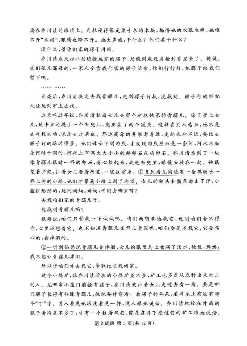 全国乙卷新课标版河南省湘豫名校联考2024届春季学期高三年级第四次模拟考试(5.15-5.16)语文试题(1)_2024年5月_025月合集