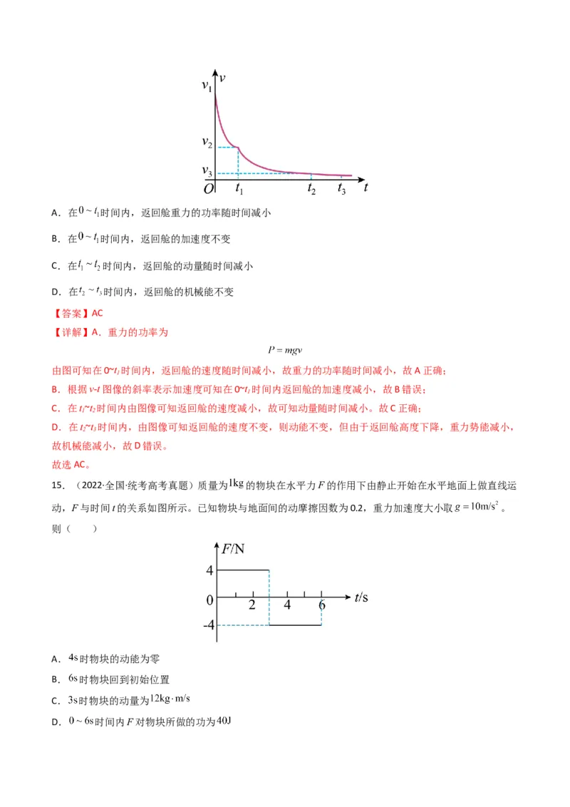 专题07动量（选择题）（解析版）_2024年4月_其他_240413学易金卷：三年（2021-2023）高考物理真题分项汇编（全国通用）