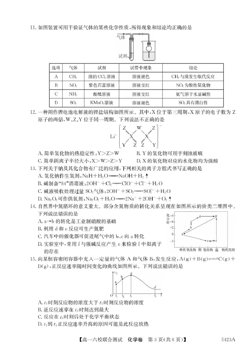 广东省六校（清中、河中、惠中、茂中等）2024-2025学年高一下学期5月联合测试化学PDF版含解析_2024-2025高一（7-7月题库）_2025年6月7.10新增