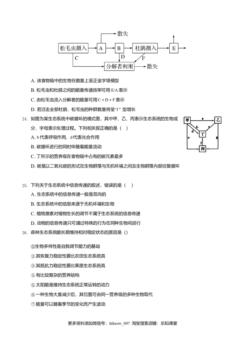 期末测试卷B-2021-2022学年高二生物上学期期末测试必杀卷（人教版2019选择性必修1和2）（原卷版）_E015高中全科试卷_生物试题_选修2_4.期末试卷