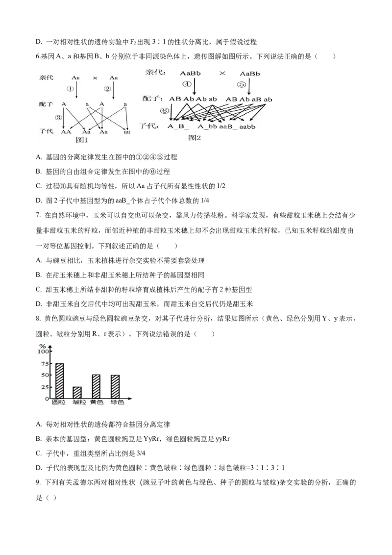 四川省内江市第一中学2024-2025学年高一下学期3月月考生物学试题（含答案）_2024-2025高一（7-7月题库）_2025年04月试卷_0428四川省内江市第一中学2024-2025学年高一下学期3月月考
