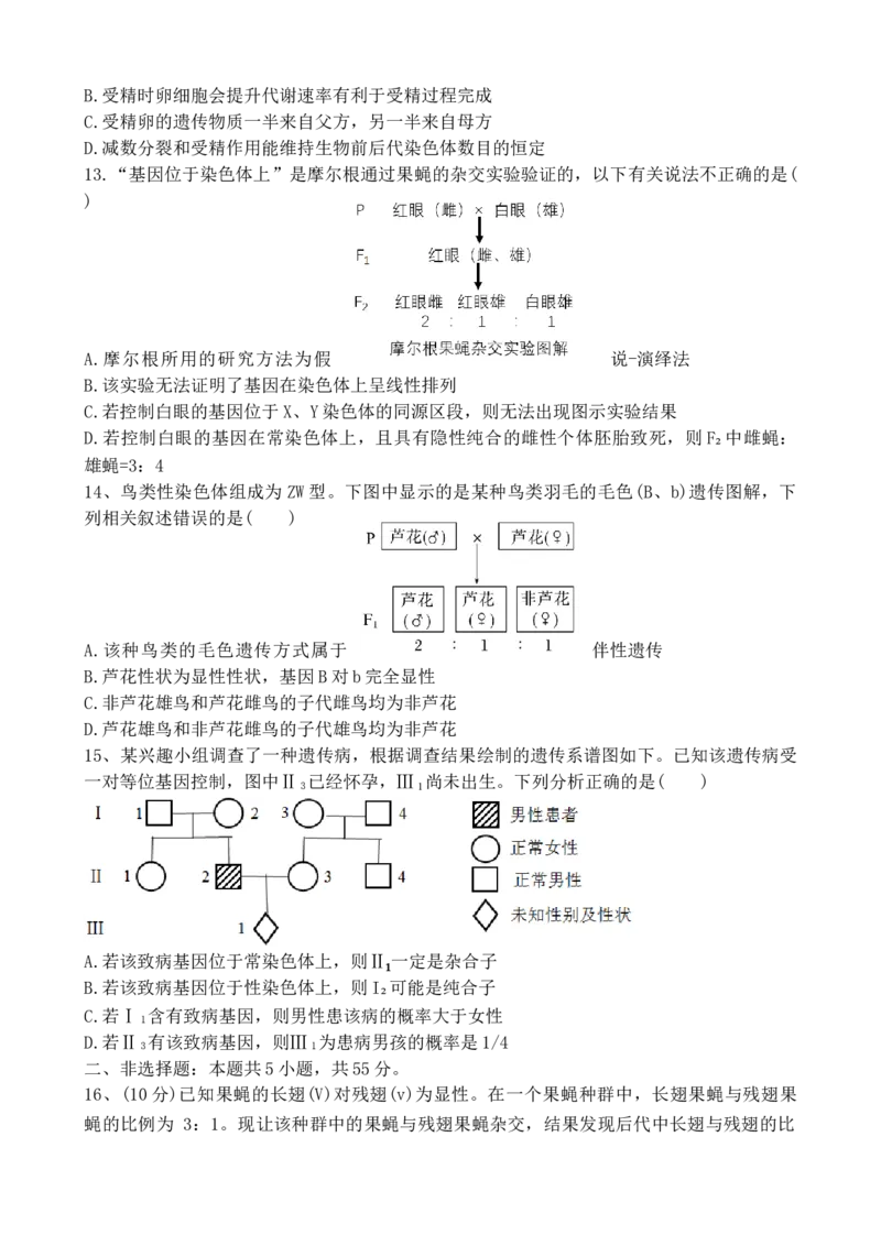 四川省成都市树德中学2024-2025学年高一下学期4月月考生物试题（含答案）_2024-2025高一（7-7月题库）_2025年04月试卷_0412四川省成都市树德中学2024-2025学年高一下学期4月阶段性测试