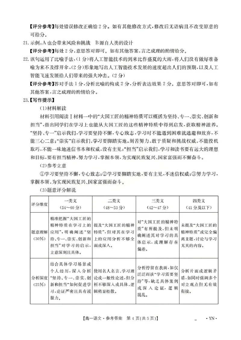云南省2028届高一上学期12月联考（26-002A）语文答案_2024-2025高一（7-7月题库）_2026年1月高一_260107金太阳&middot;云南省2028届高一上学期12月联考（26-002A）（全）