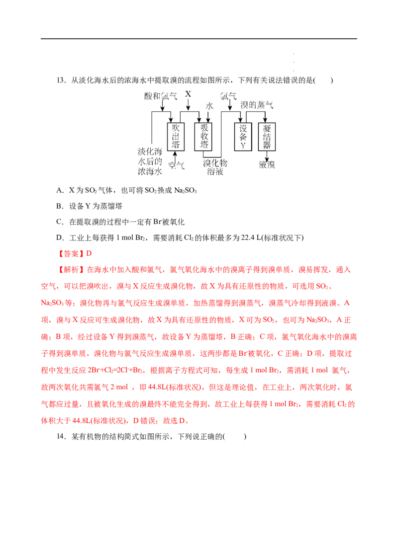 模拟卷04-高一化学下学期高频考题期末测试卷（人教2019必修第二册）（解析版）_E015高中全科试卷_化学试题_必修2_2.新版人教版高中化学试卷必修二_4.期末试卷