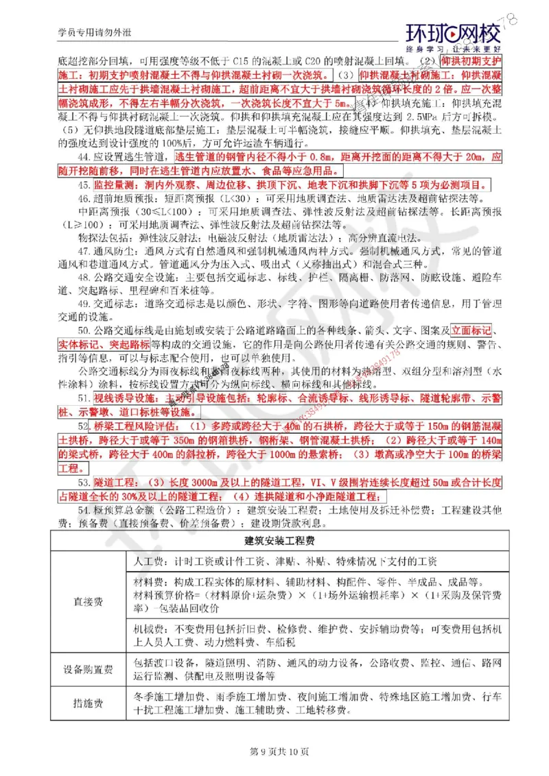 2025环球网校监理工程师《交通运输工程目标控制》考前十页纸_监理工程师_2025监理工程师_2025年监理工程师SVIP_2025年监理交通控制SVIP_05-考前密训✿央企特训✿机构普押
