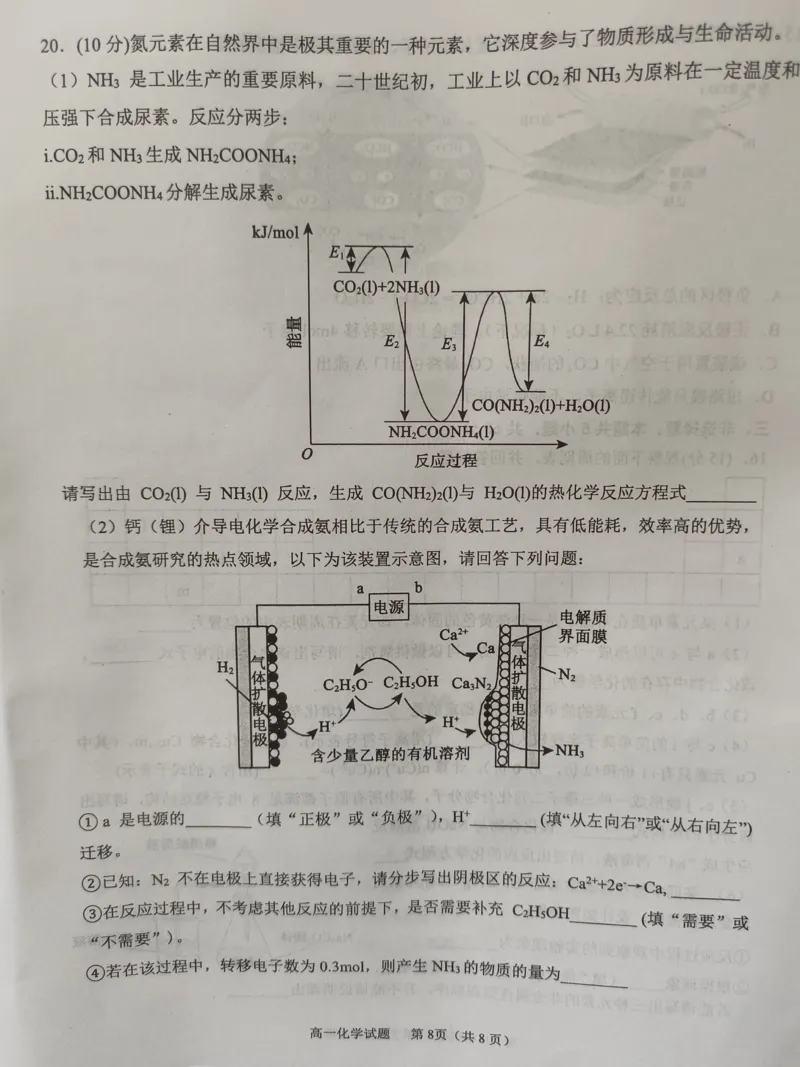 山东省东营市2023-2024学年高一下学期期末考试化学试题_2024-2025高一（7-7月题库）_2024年8月试卷_0811山东省东营市2023-2024学年高一下学期期末考试