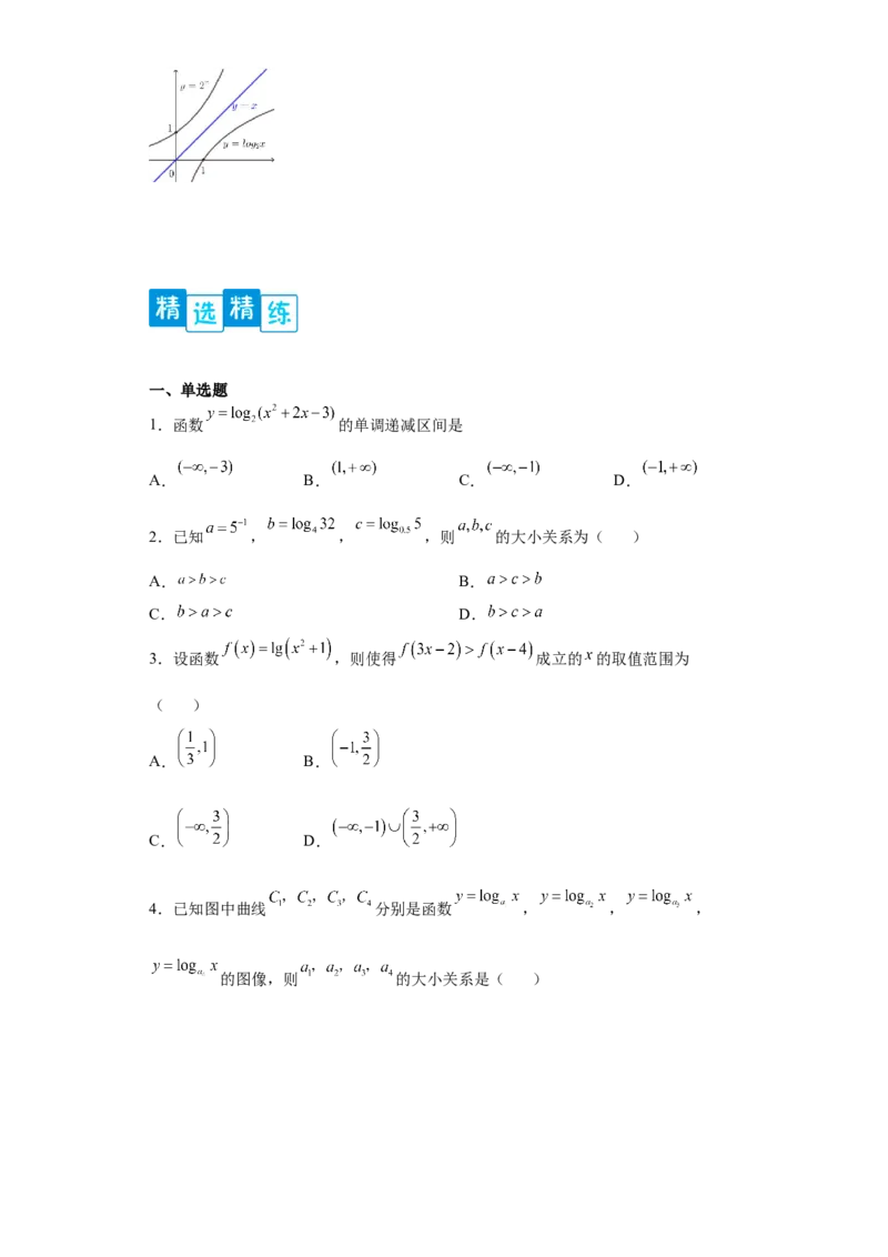 专题4.4对数函数（原卷版）_E015高中全科试卷_数学试题_必修1_05.复习精选精练2023年_专题4.4对数函数-满分计划2022-2023学年高一数学阶段性复习精选精练（人教A版2019必修第一册）