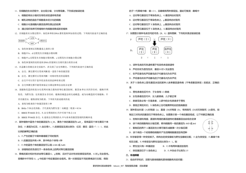 原创（新教材）2022-2023学年下学期高一第一次月考卷生物（B卷）学生版_E015高中全科试卷_生物试题_必修2_5.月考试卷