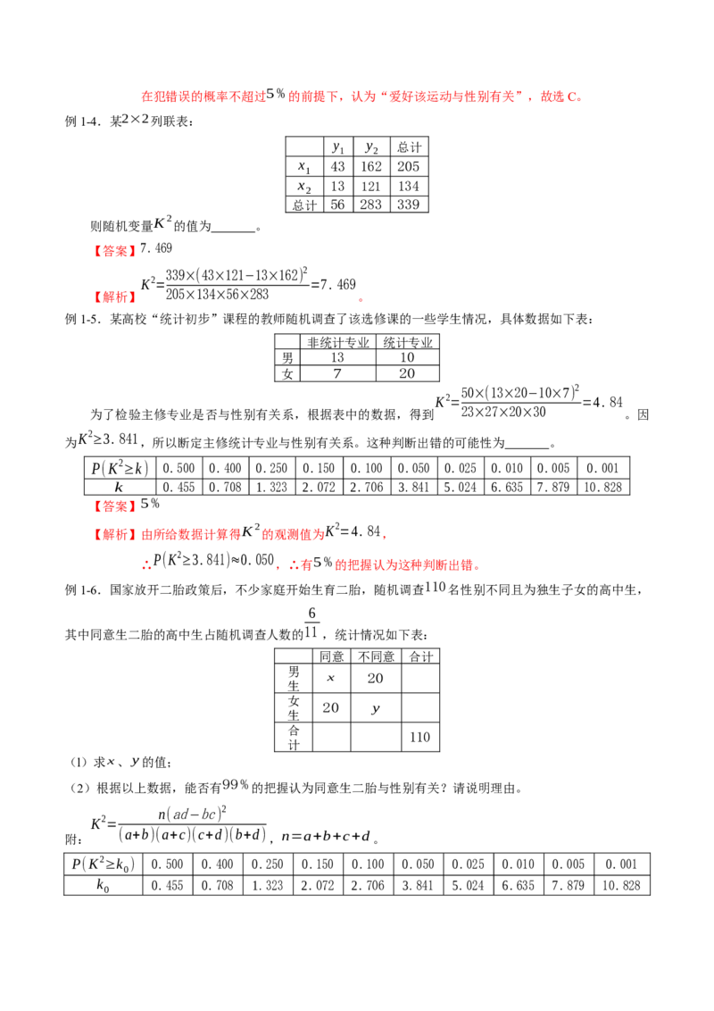 专题8.3列联表与独立性检验（解析版）_E015高中全科试卷_数学试题_选修3_02.同步练习_课后培优练2023年