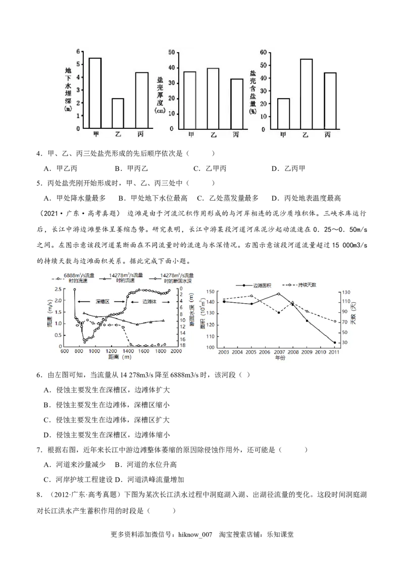 4.1陆地水体及其相互关系-2022-2023学年高二地理课后培优分级练（人教版2019选择性必修第一册）（原卷版）_E015高中全科试卷_地理试题_选修1_2.同步练习_课后培优练2023年-第1套