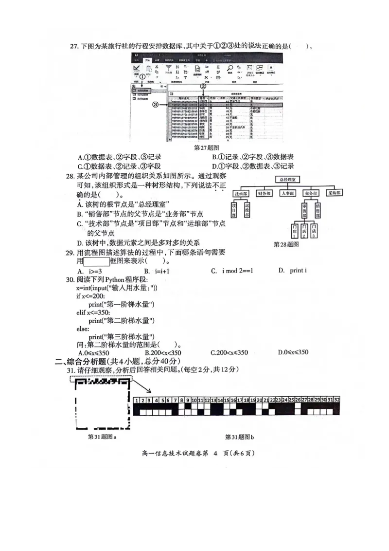 安徽省芜湖市2023-2024学年高一下学期7月期末信息技术试题_2024-2025高一（7-7月题库）_2024年7月试卷_0710安徽省芜湖市2023-2024学年高一下学期期末考试