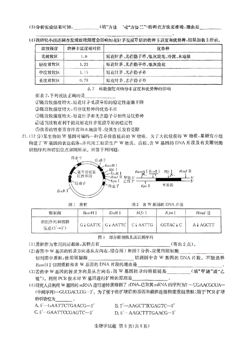 佩佩教育2024年普通高中学业水平选择性考试湖南3月高三联考卷生物(1)_2024年3月_013月合集_2024届湖南&bull;省佩佩教育高三3月联考卷