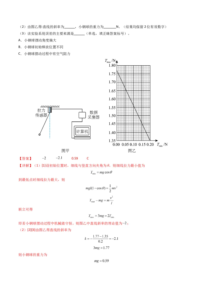 专题19力学实验学易金卷：三年（2021-2023）高考物理真题分项汇编（全国通用）（解析版）_2024年4月_其他_240413学易金卷：三年（2021-2023）高考物理真题分项汇编（全国通用）