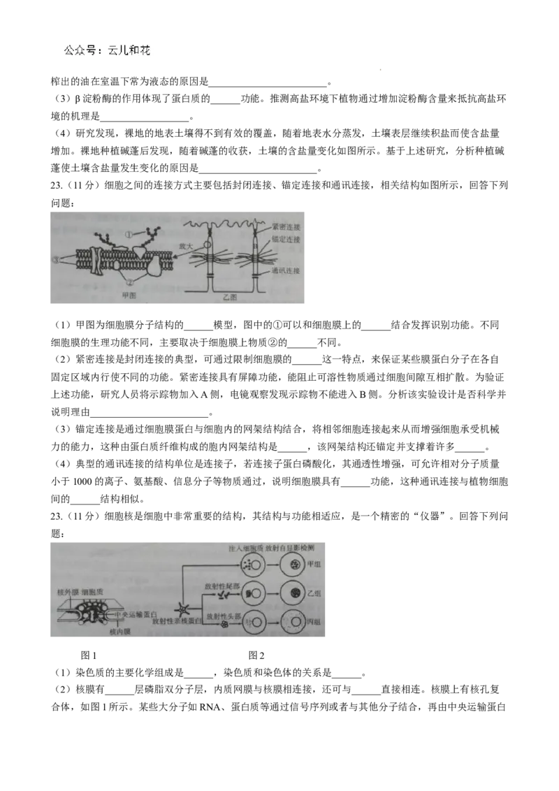 山东省烟台市2024-2025学年高一上学期11月期中考试生物Word版含答案_2024-2025高一（7-7月题库）_2024年11月试卷_1119山东省烟台市2024-2025学年高一上学期11月期中考试