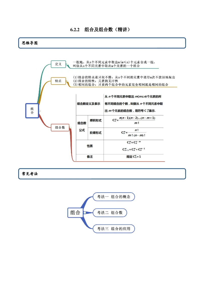 6.2.2组合及组合数（精讲）（原卷版）_E015高中全科试卷_数学试题_选修3_02.同步练习_同步练习（第二套）