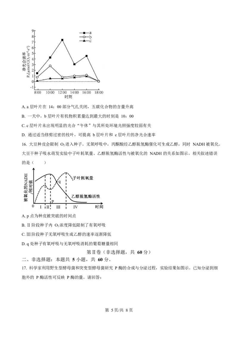 广东省东莞市2024-2025学年高一上学期1月期末教学质量检查生物试卷（含答案)_2024-2025高一（7-7月题库）_2025年02月试卷_0218广东省东莞市2024-2025学年高一上学期1月期末考试