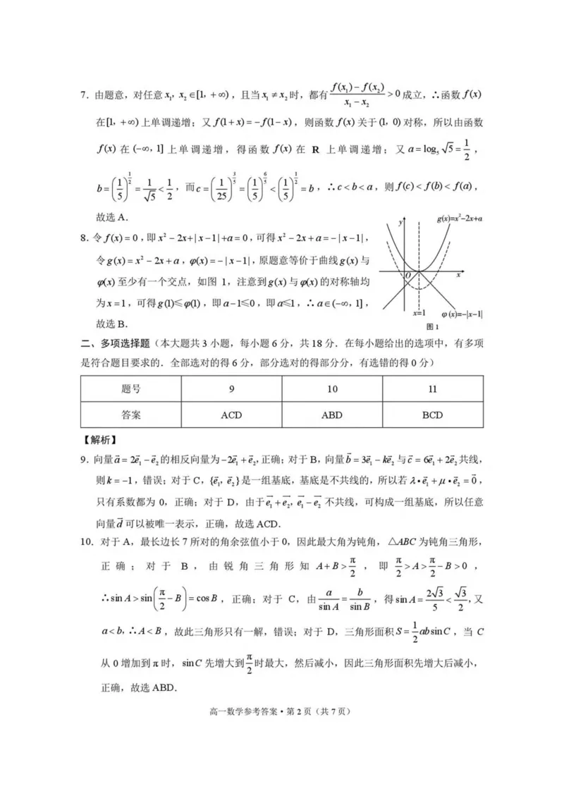 云南省保山市2024-2025学年高一下学期4月期中考试数学PDF版含解析_2024-2025高一（7-7月题库）_2025年05月试卷_0529云南省保山市2024-2025学年高一下学期4月期中考试