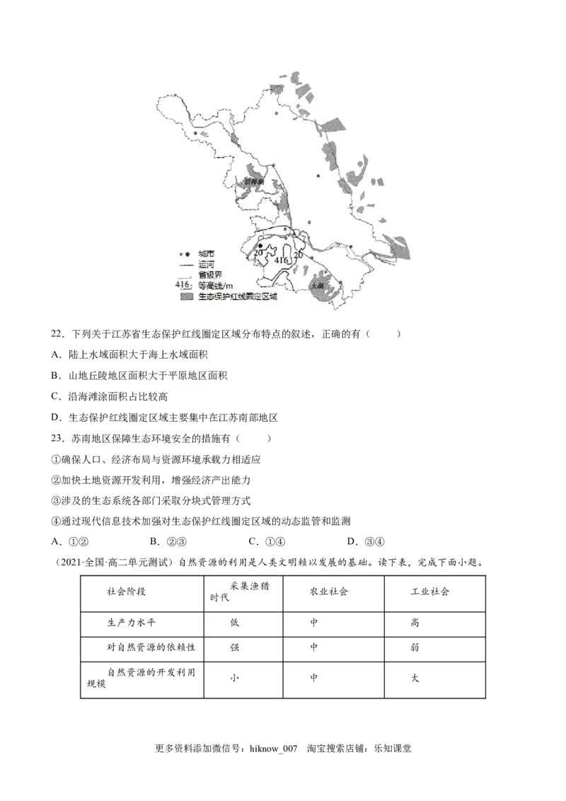 期末测试卷（A卷&bull;夯实基础）-高二地理同步单元AB卷（人教版2019选择性必修3）（原卷版）_E015高中全科试卷_地理试题_选修3_4.期末试卷