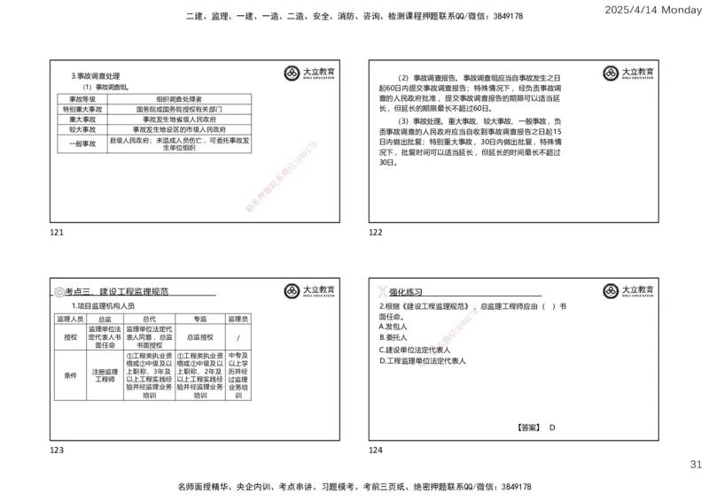 2025年监理《监理概论》冲刺（一页四个）_监理工程师_2025监理工程师_2025年监理工程师SVIP_2025年监理概论法规SVIP_04-冲刺串讲✿考点强化✿小灶集训