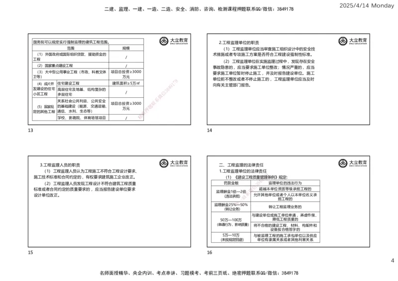 2025年监理《监理概论》冲刺（一页四个）_监理工程师_2025监理工程师_2025年监理工程师SVIP_2025年监理概论法规SVIP_04-冲刺串讲✿考点强化✿小灶集训