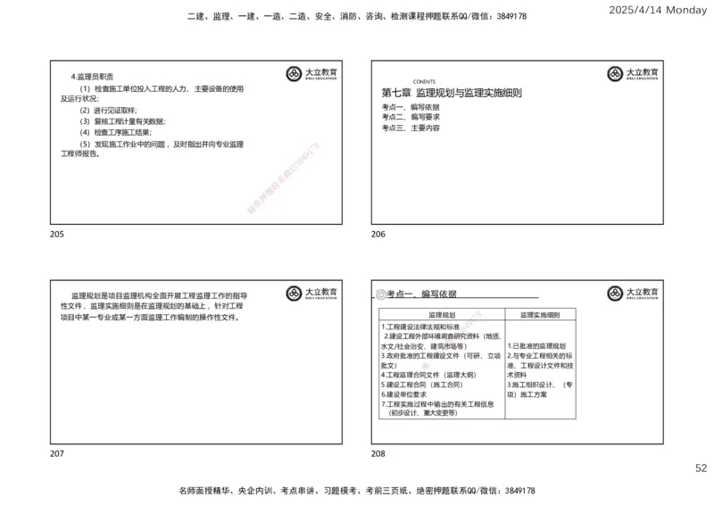 2025年监理《监理概论》冲刺（一页四个）_监理工程师_2025监理工程师_2025年监理工程师SVIP_2025年监理概论法规SVIP_04-冲刺串讲✿考点强化✿小灶集训