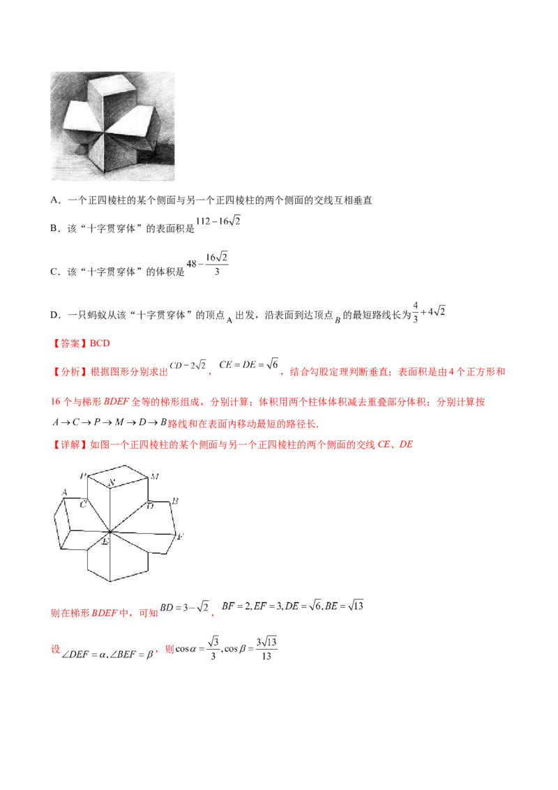专题11立体几何专题（数学文化）（解析版）(1)_2024年4月_01按日期_6号_2024届新结构高考数学合集_新高考数学创新题型微专题（数学文化、新定义）