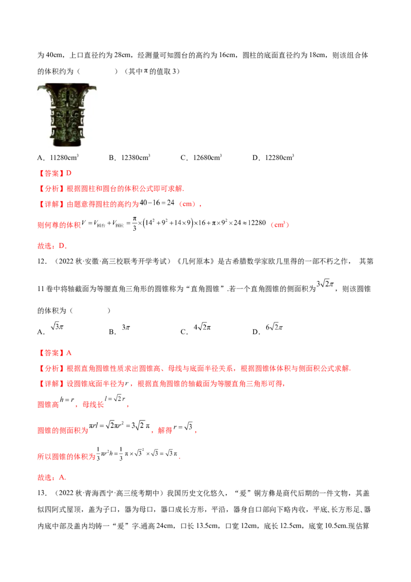 专题11立体几何专题（数学文化）（解析版）(1)_2024年4月_01按日期_6号_2024届新结构高考数学合集_新高考数学创新题型微专题（数学文化、新定义）