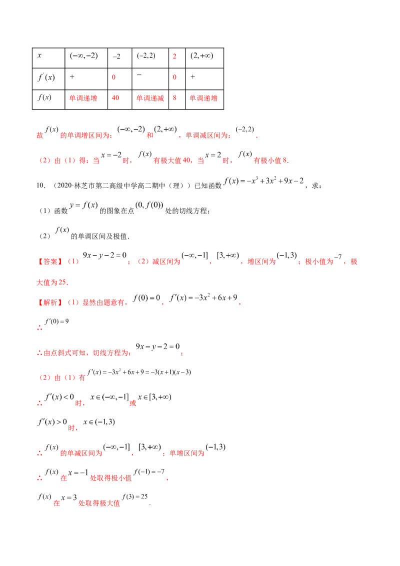 5.3.2极值与最值（精练）（解析版）_E015高中全科试卷_数学试题_选修2_01.同步练习_同步练习（第二套）
