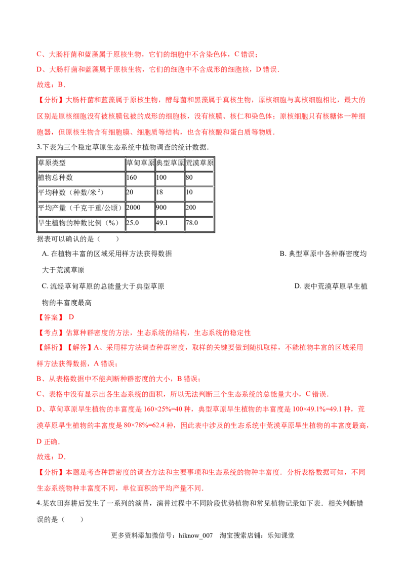 学易金卷：2020-2021学年高二生物上学期期末测试卷03（人教版2019选择性必修2）（解析版）_E015高中全科试卷_生物试题_选修2_4.期末试卷